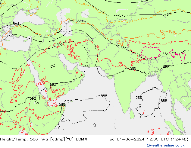 Geop./Temp. 500 hPa ECMWF sáb 01.06.2024 12 UTC