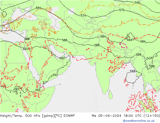 Height/Temp. 500 hPa ECMWF St 05.06.2024 18 UTC