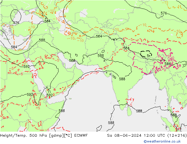 Z500/Rain (+SLP)/Z850 ECMWF Sa 08.06.2024 12 UTC