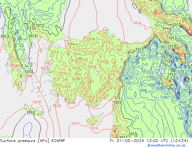 Pressione al suolo ECMWF ven 31.05.2024 12 UTC