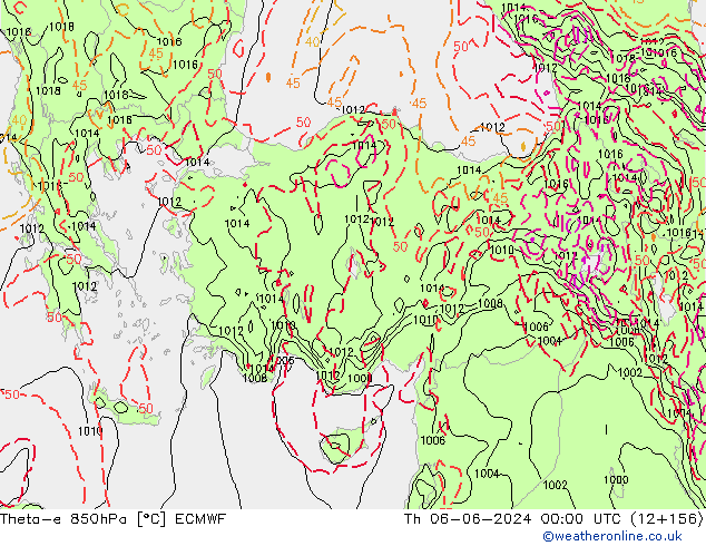 Theta-e 850hPa ECMWF Čt 06.06.2024 00 UTC