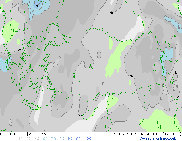 RH 700 hPa ECMWF Di 04.06.2024 06 UTC