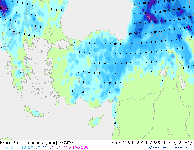 Precipitation accum. ECMWF Po 03.06.2024 00 UTC