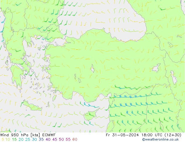 Vent 950 hPa ECMWF ven 31.05.2024 18 UTC