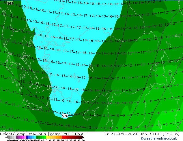 Yükseklik/Sıc. 500 hPa ECMWF Cu 31.05.2024 06 UTC