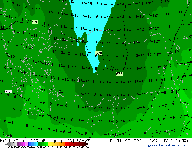 Z500/Rain (+SLP)/Z850 ECMWF Pá 31.05.2024 18 UTC