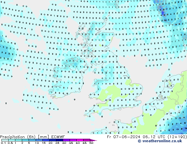 Z500/Yağmur (+YB)/Z850 ECMWF Cu 07.06.2024 12 UTC