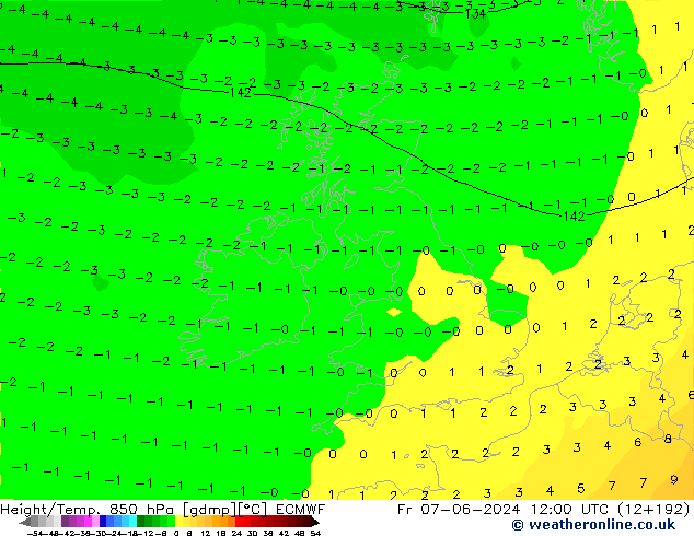 Z500/Yağmur (+YB)/Z850 ECMWF Cu 07.06.2024 12 UTC