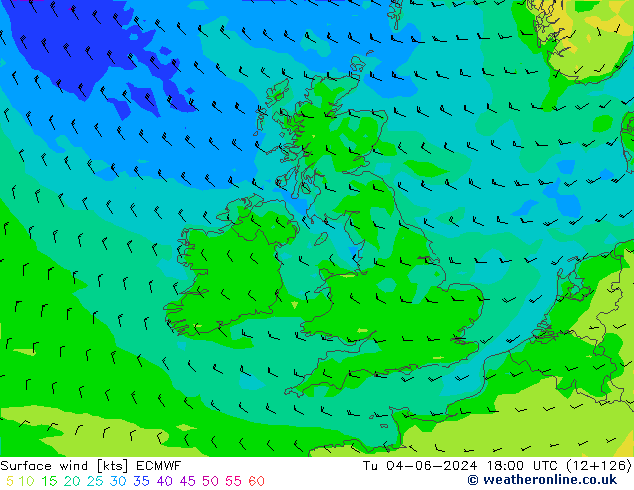 Wind 10 m ECMWF di 04.06.2024 18 UTC