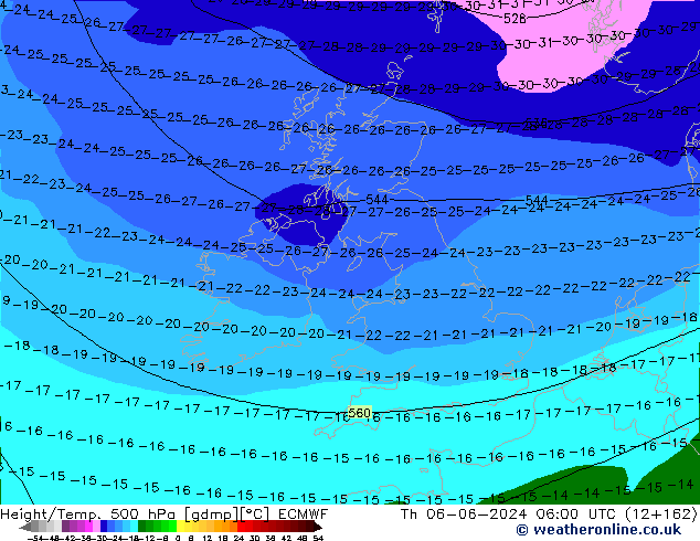 Z500/Yağmur (+YB)/Z850 ECMWF Per 06.06.2024 06 UTC