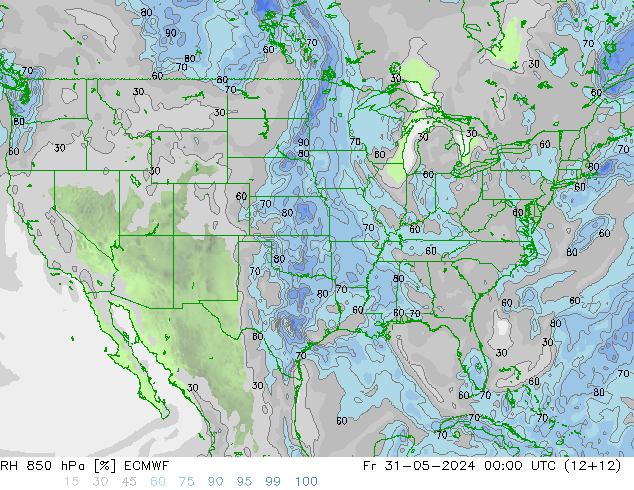 RH 850 hPa ECMWF pt. 31.05.2024 00 UTC