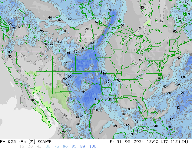 RH 925 hPa ECMWF Fr 31.05.2024 12 UTC