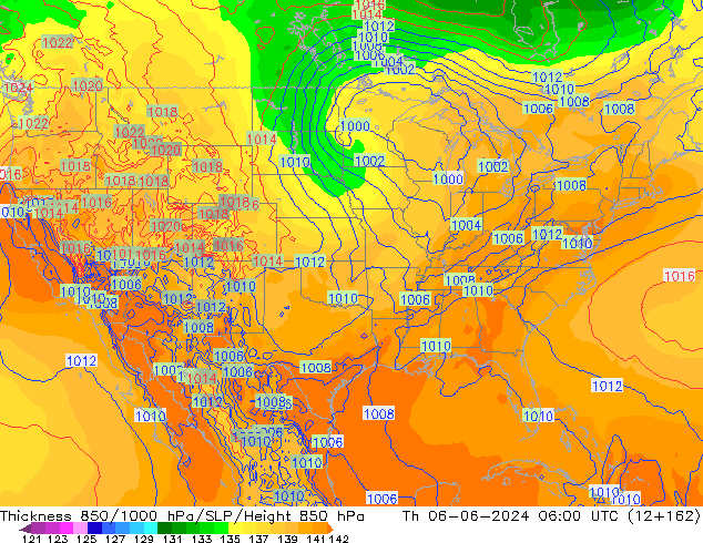 850-1000 hPa Kalınlığı ECMWF Per 06.06.2024 06 UTC