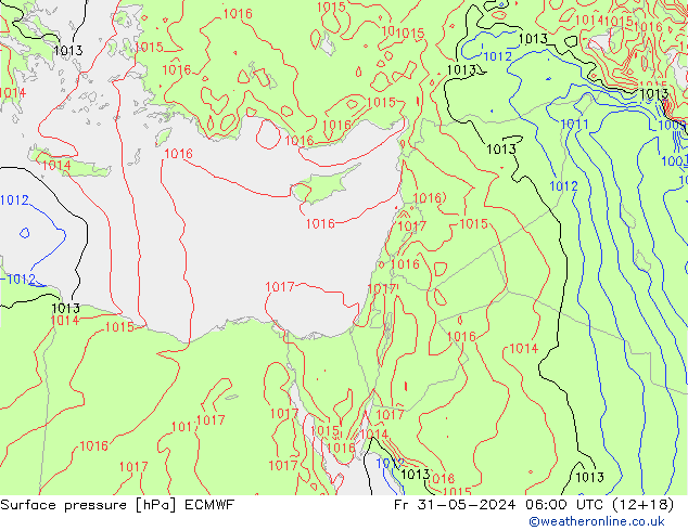 Luchtdruk (Grond) ECMWF vr 31.05.2024 06 UTC