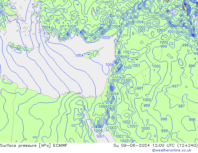 Surface pressure ECMWF Su 09.06.2024 12 UTC