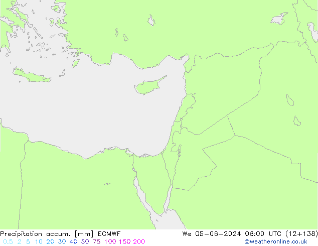 Precipitation accum. ECMWF mer 05.06.2024 06 UTC