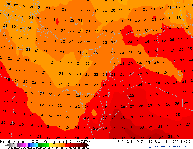 Z500/Rain (+SLP)/Z850 ECMWF dom 02.06.2024 18 UTC