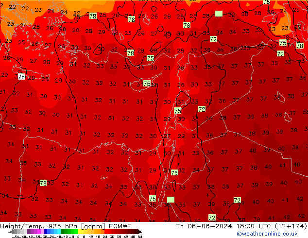 Height/Temp. 925 hPa ECMWF  06.06.2024 18 UTC