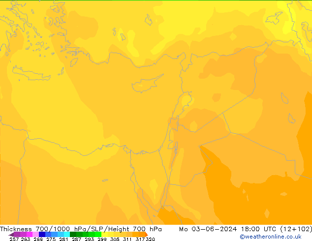 700-1000 hPa Kalınlığı ECMWF Pzt 03.06.2024 18 UTC