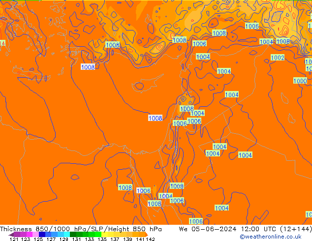 Thck 850-1000 hPa ECMWF We 05.06.2024 12 UTC