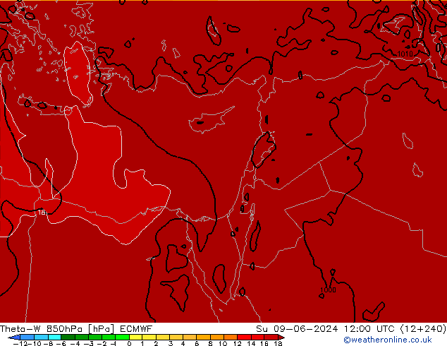 Theta-W 850hPa ECMWF Su 09.06.2024 12 UTC