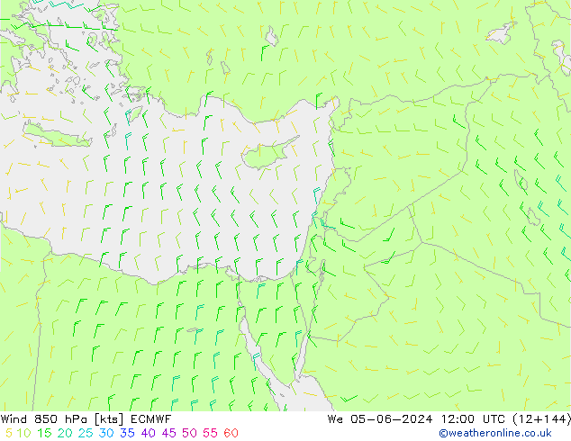 Vento 850 hPa ECMWF Qua 05.06.2024 12 UTC