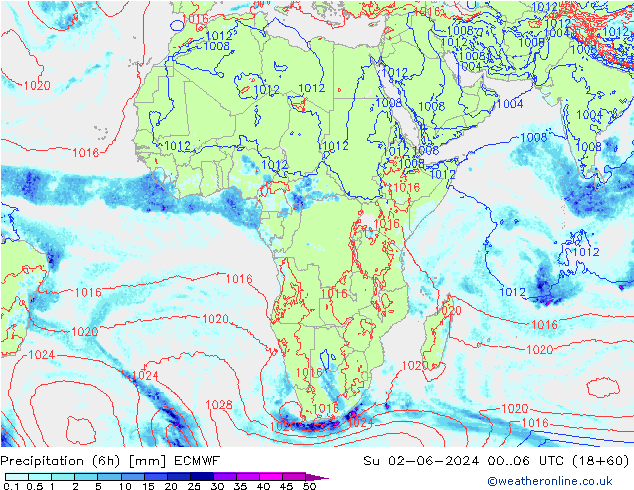 Z500/Regen(+SLP)/Z850 ECMWF zo 02.06.2024 06 UTC