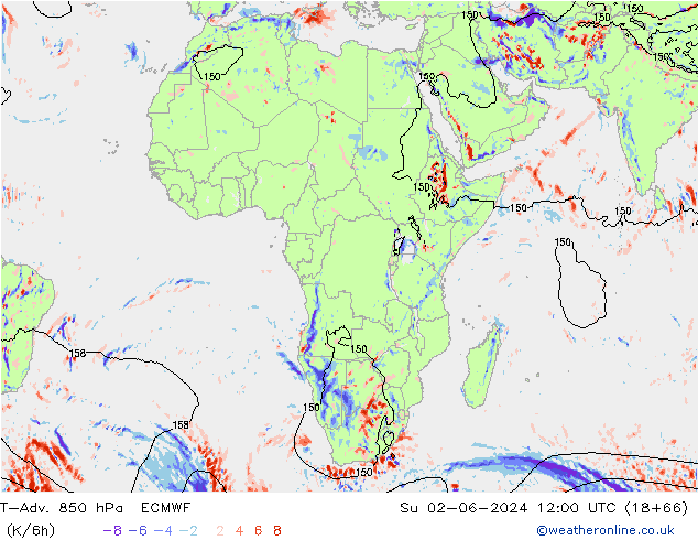 T-Adv. 850 hPa ECMWF Paz 02.06.2024 12 UTC