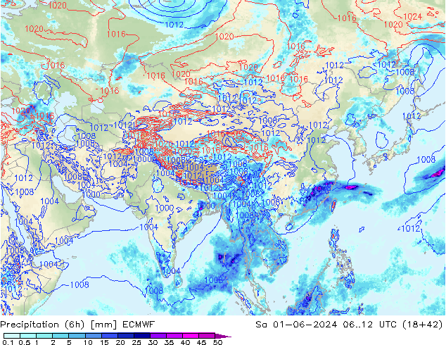 Z500/Rain (+SLP)/Z850 ECMWF sam 01.06.2024 12 UTC