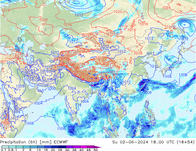 Z500/Rain (+SLP)/Z850 ECMWF Su 02.06.2024 00 UTC