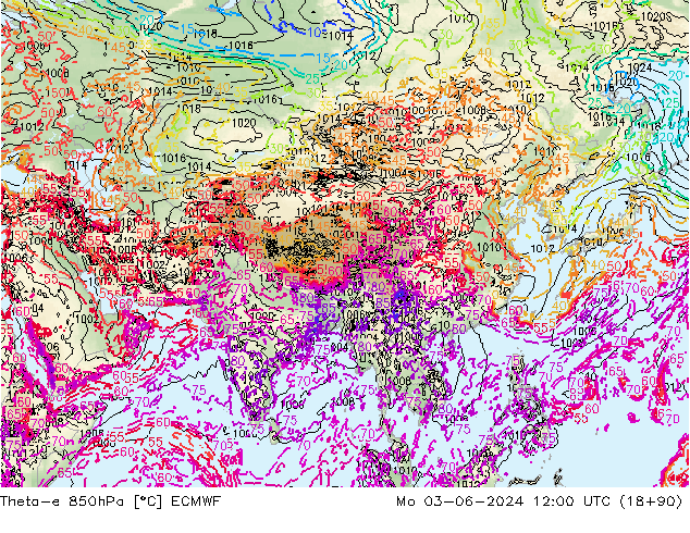 Theta-e 850hPa ECMWF  03.06.2024 12 UTC