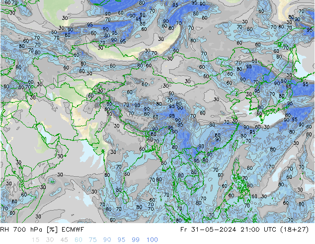 RH 700 hPa ECMWF  31.05.2024 21 UTC