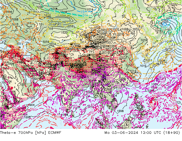 Theta-e 700hPa ECMWF ma 03.06.2024 12 UTC