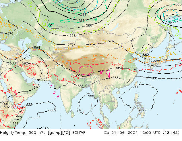 Z500/Rain (+SLP)/Z850 ECMWF sam 01.06.2024 12 UTC