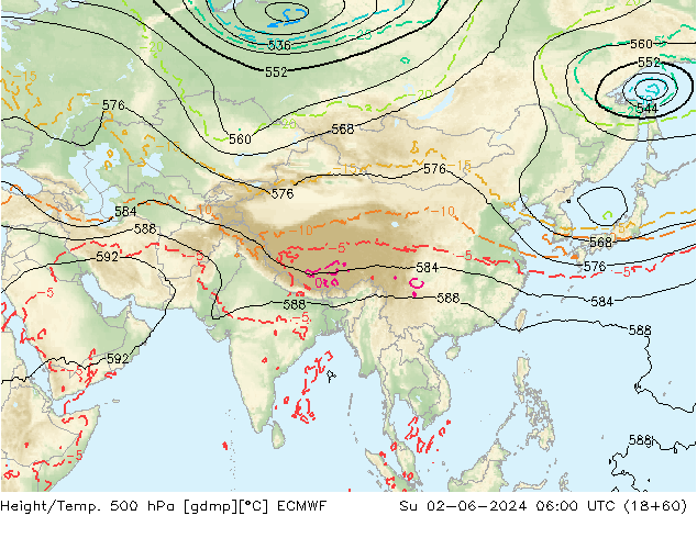 Z500/Rain (+SLP)/Z850 ECMWF nie. 02.06.2024 06 UTC