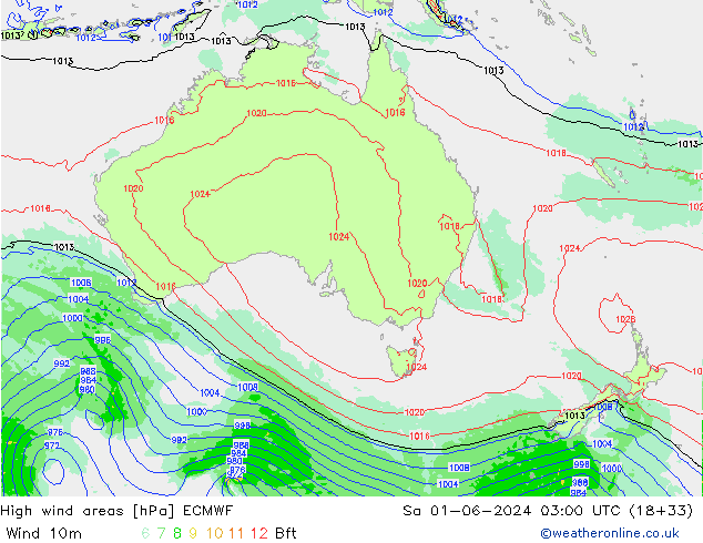 High wind areas ECMWF So 01.06.2024 03 UTC