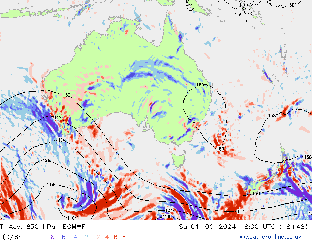 T-Adv. 850 hPa ECMWF Sa 01.06.2024 18 UTC