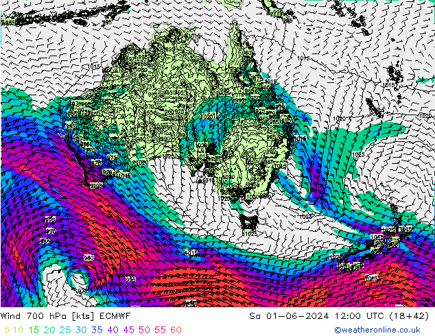 Wind 700 hPa ECMWF Sa 01.06.2024 12 UTC