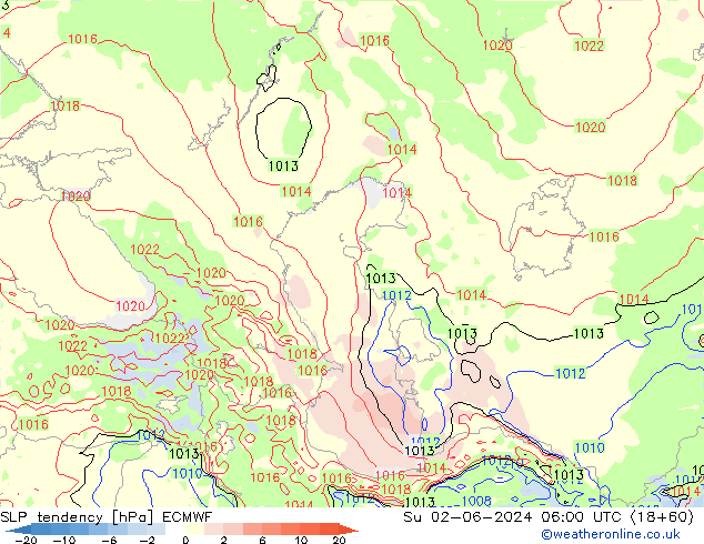 тенденция давления ECMWF Вс 02.06.2024 06 UTC