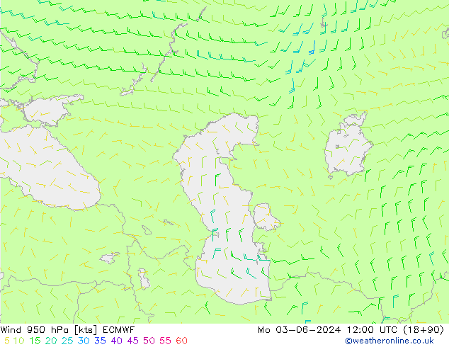 Vento 950 hPa ECMWF Seg 03.06.2024 12 UTC