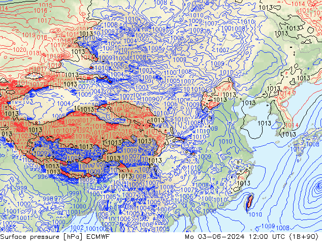 地面气压 ECMWF 星期一 03.06.2024 12 UTC