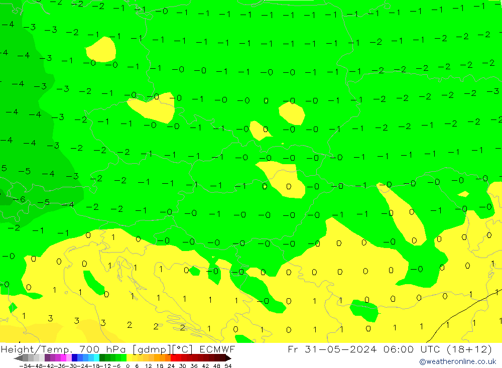 Height/Temp. 700 hPa ECMWF Fr 31.05.2024 06 UTC