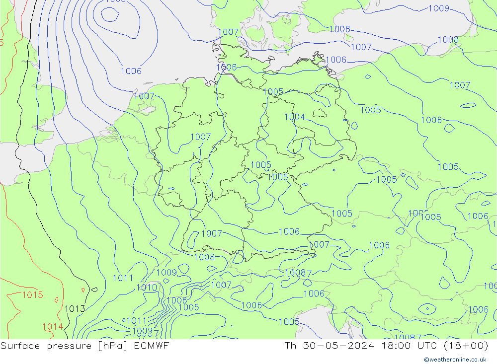 Pressione al suolo ECMWF gio 30.05.2024 18 UTC