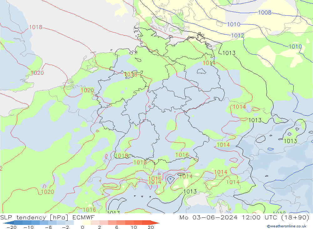 SLP tendency ECMWF Po 03.06.2024 12 UTC