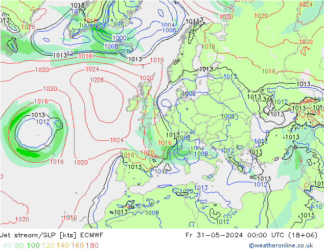 Polarjet/Bodendruck ECMWF Fr 31.05.2024 00 UTC