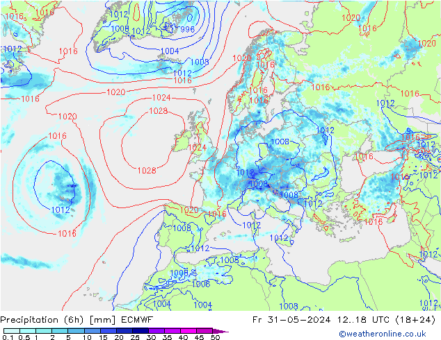 Z500/Rain (+SLP)/Z850 ECMWF 星期五 31.05.2024 18 UTC