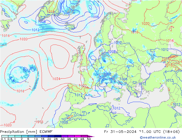 Niederschlag ECMWF Fr 31.05.2024 00 UTC