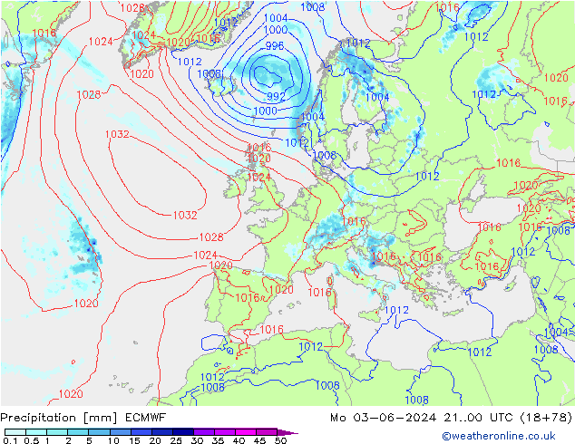 Niederschlag ECMWF Mo 03.06.2024 00 UTC