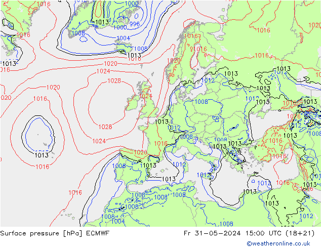 Luchtdruk (Grond) ECMWF vr 31.05.2024 15 UTC