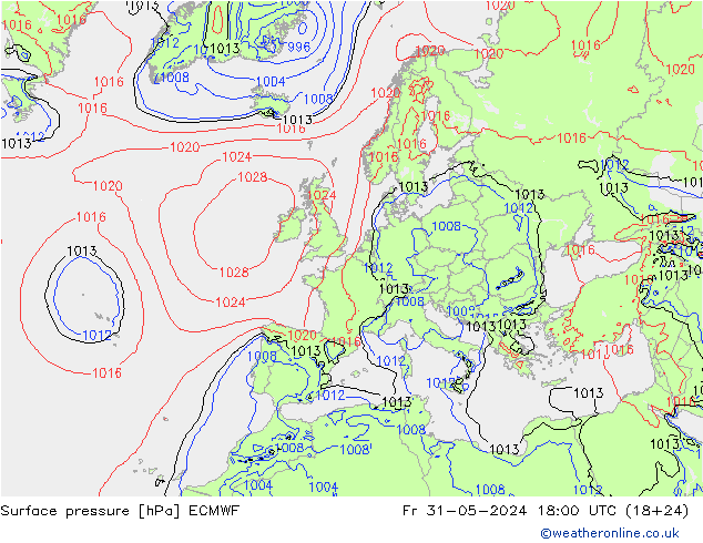 ciśnienie ECMWF pt. 31.05.2024 18 UTC